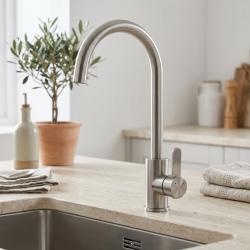 Aquanello Forma RVS Eenhendel Keukenmengkraan Ronde Uitloop SS-1002-FM
